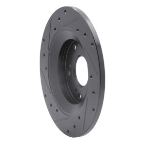 Honda S2000 Brake Rotor (1) - Rear Right - R1 Concepts - Drilled & Slotted - Black - `00-`09